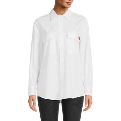 Love Moschino Logo Flap Pocket Button Down Shirt