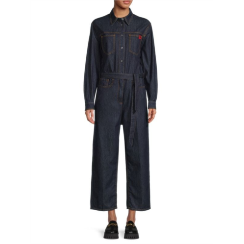 Love Moschino Belted Point Collar Jumpsuit