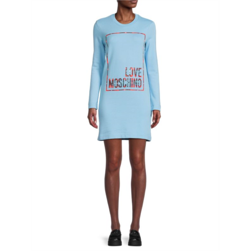 Love Moschino Logo Graphic Sheath Sweatshirt Dress