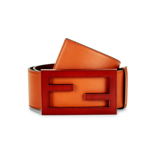 Fendi Logo Slide Buckle Leather Belt