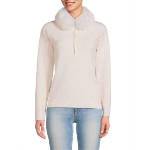 Saks Fifth Avenue Faux Fur Trim Pullover