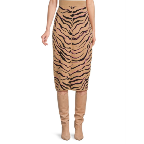 Stella McCartney Compact Tiger Pattern Wool Blend Skirt