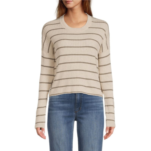 Madewell Lawson Striped Rib Knit Silk Blend Sweater