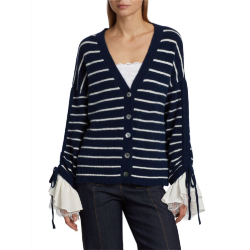 Cinq a Sept Atlas Striped Wool Blend Cardigan