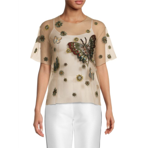 Valentino Sheer Mesh Butterfly Top