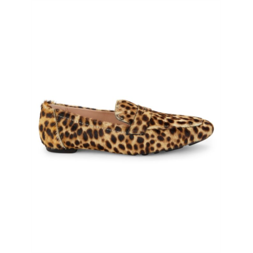 Stuart Weitzman Jet Leopard Print Calf Hair Penny Loafers