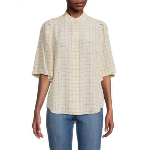 Equipment Check Short Sleeve Silk Blouse