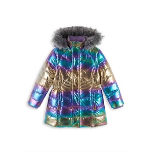 Andy & Evan Little Girls & Girls Faux Fur Hood Quilted Parka Coat
