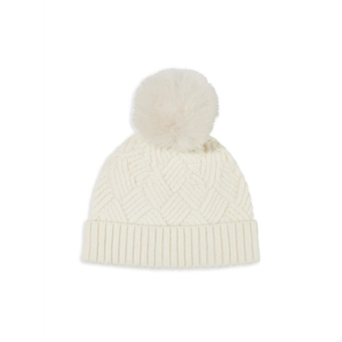 Amicale Cashmere & Shearling Pom Pom Beanie