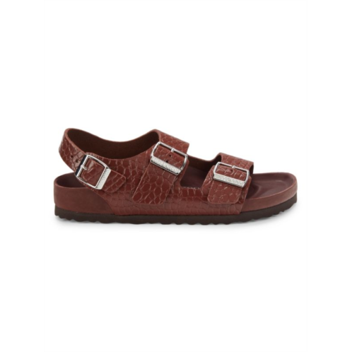 Birkenstock Milano Narrow Fit Croc-Embossed Leather Sandals