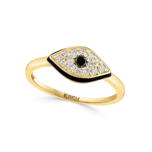 Effy 14K Yellow Gold & 0.23 TCW Diamond Evil Eye Ring