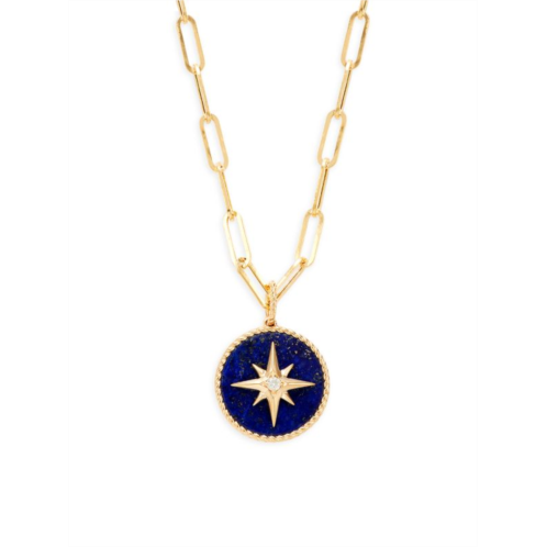 Effy 14K Yellow Gold, Lapis Lazuli & Diamond Pendant Necklace