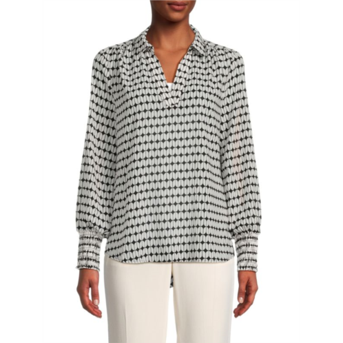 Ellen Tracy Geometric Print Blouse