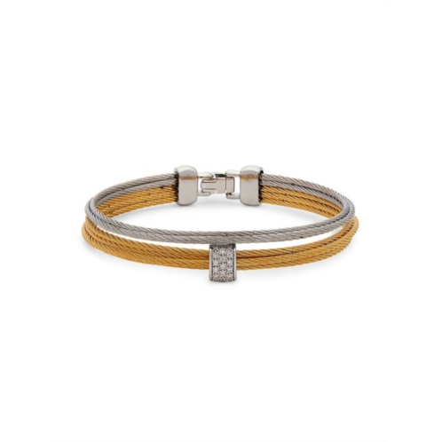 Alor 18K White Gold, Goldtone Stainless Steel & Diamond Bracelet