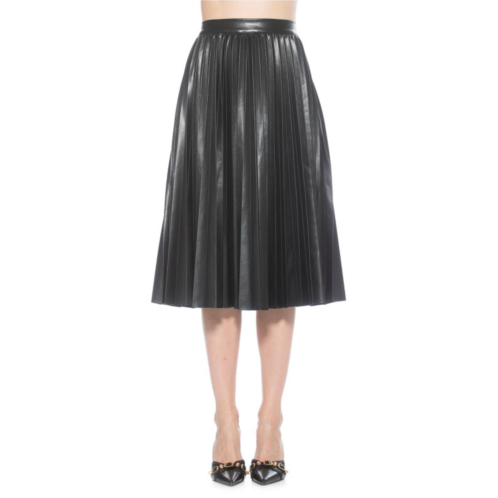 Alexia Admor Luca Pleated Faux Leather Midi Skirt