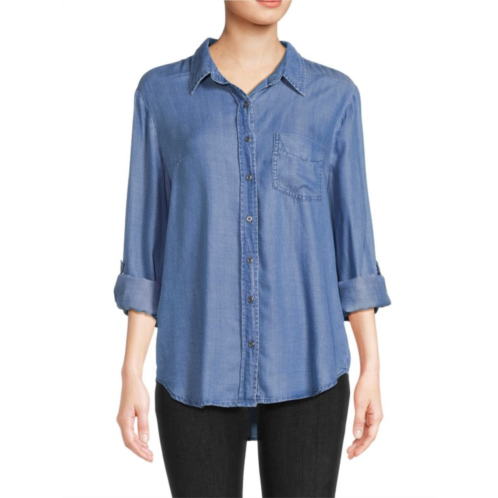 Saks Fifth Avenue Roll Tab Chambray Button Down Shirt