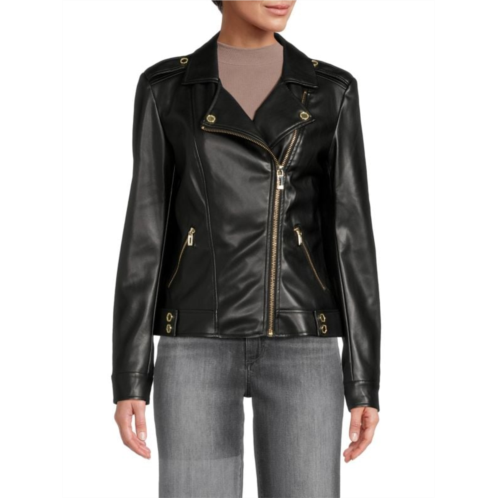 Karl Lagerfeld Paris Faux Leather Moto Jacket