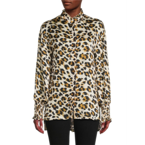 Patrizia Luca Leopard Print Button Down Shirt