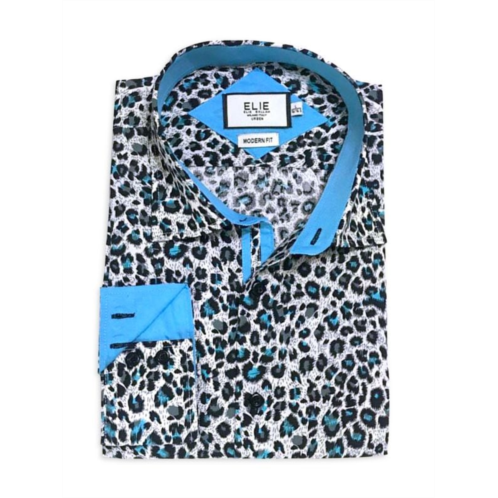 Elie Balleh ?Little Boys Modern Fit Leopard Print Button Down Shirt