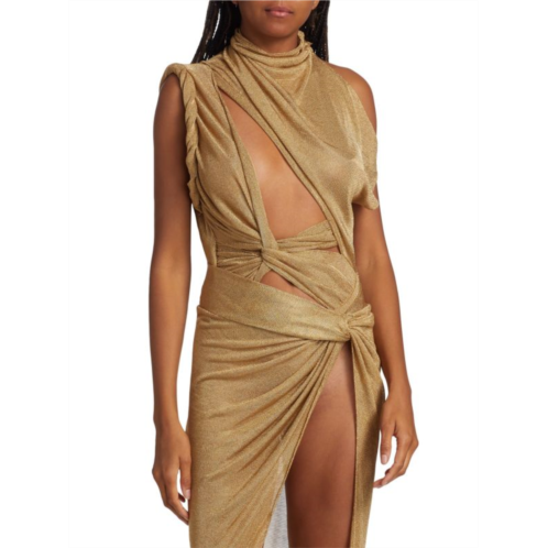 LaQuan Smith Hand Draped Geometric Bodysuit