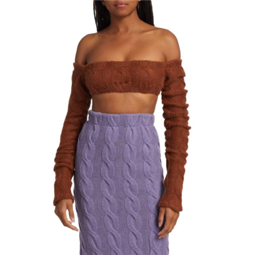 LaQuan Smith Cable Knit Bandeau Top