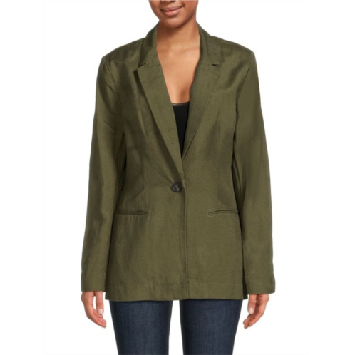 RD style Solid Linen Blend Regular Blazer