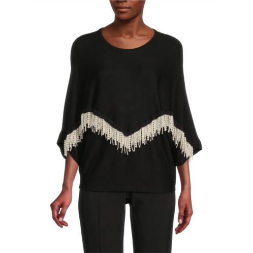 Giambattista Valli Faux Pearl Silk Blend Dolman Sweater