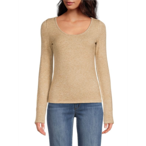 Vince Ribbed Knit Scoopneck Top