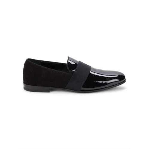 FERRAGAMO Bryden Patent Leather & Suede Loafers