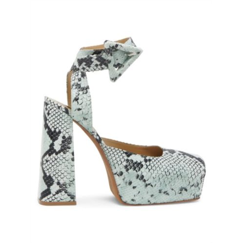 Bottega Veneta Snake Embossed Leather Platform Sandals