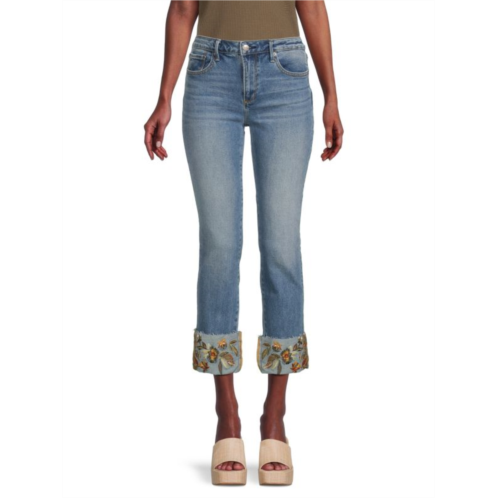 Driftwood ??Colette Floral Cuff Straight Jeans