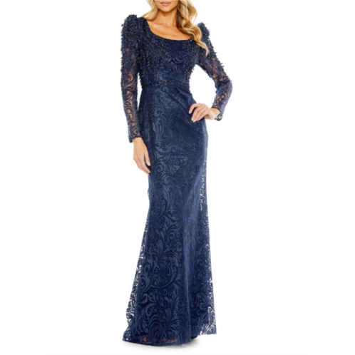 Mac Duggal Applique Embroidered Trumpet Gown