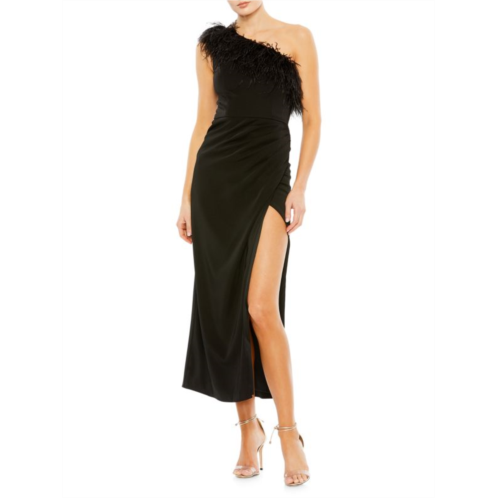 Mac Duggal One Shoulder Front Slit Dress