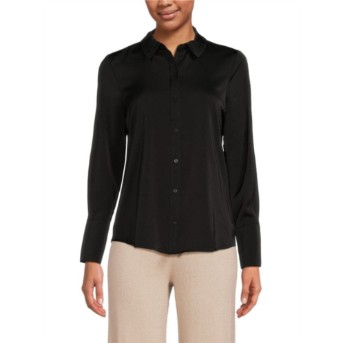 Ecru Preiffer Satin Button Down Shirt