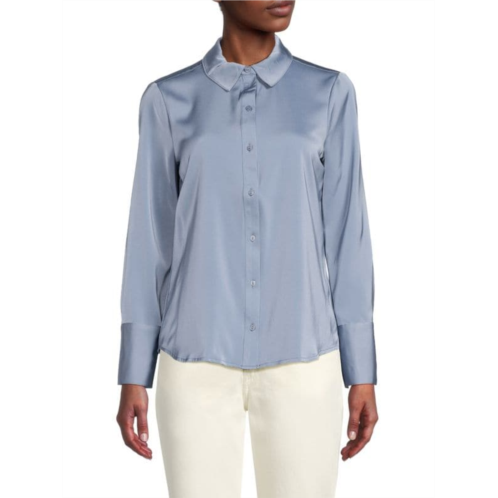 Ecru Preiffer Satin Button Down Shirt