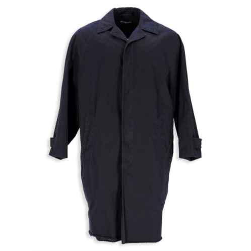 Balenciaga Knee-Length Carcoat In Navy Cotton