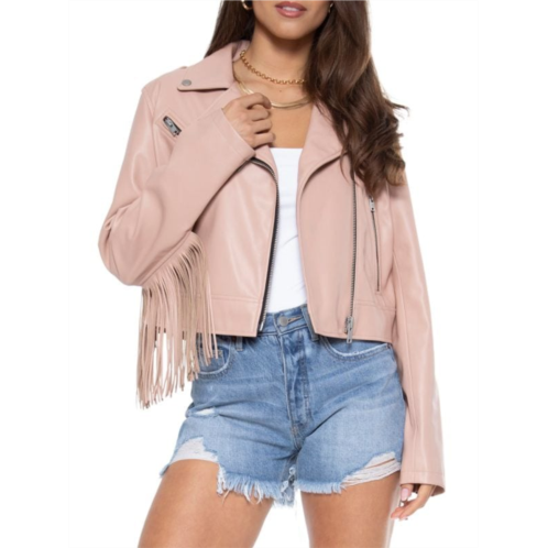 Blue Revival The Way She Moves Unreal Faux Leather Fringed Jacket