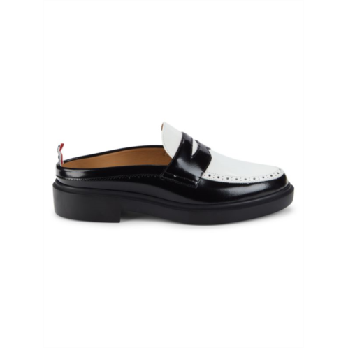 Thom Browne Colorblock Patent Leather Penny Mules