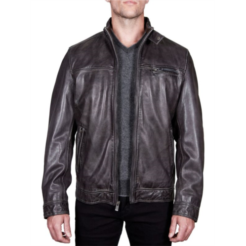 Missani Le Collezioni Lambskin Leather Racing Jacket