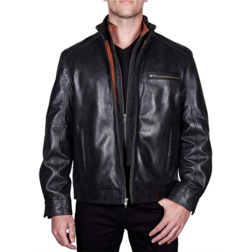 Missani Le Collezioni Lambskin Leather Bib Jacket