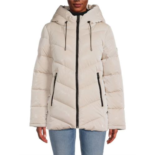 DKNY Quilted & Hooded Puffer Jacket