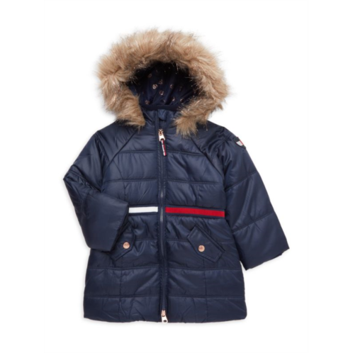 Tommy Hilfiger Little Girls Faux Fur Longline Puffer Coat