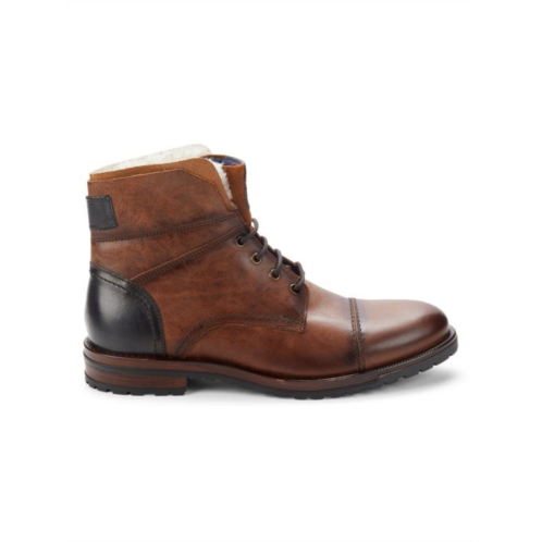 Saks Fifth Avenue Regan Faux Fur Trim Leather Ankle Boots