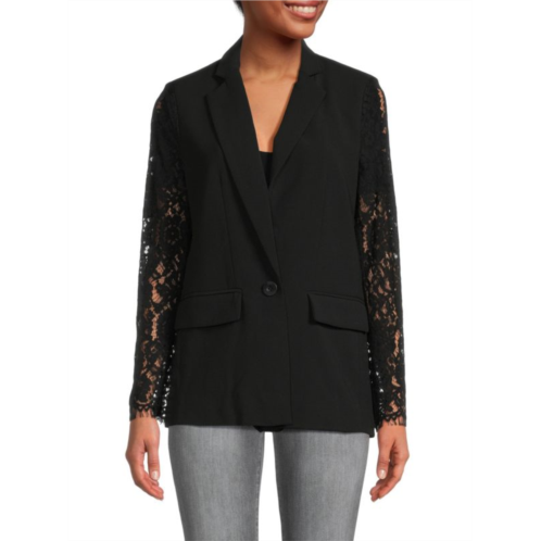 Central Park West Paloma Lace Sleeve Blazer