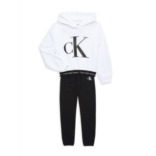 Calvin Klein Jeans Little Girls 2-Piece Logo Hoodie & Fleece Joggers Set