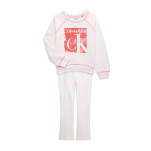 Calvin Klein Jeans Girls 2-Piece Logo Fleece Sweatshirt & Bottom Set