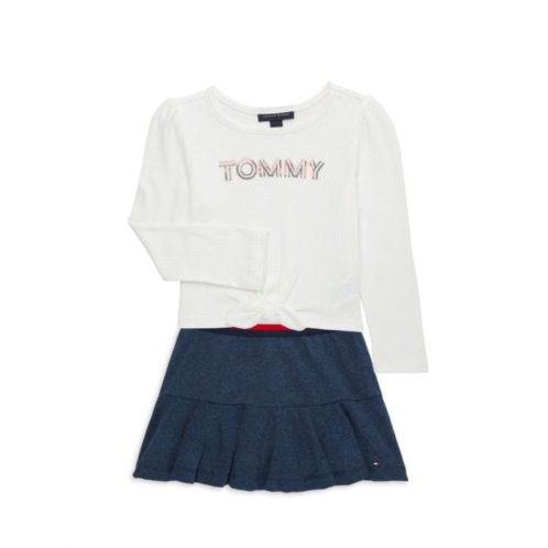 Tommy Hilfiger Little Girls Logo Top & Skirt Set