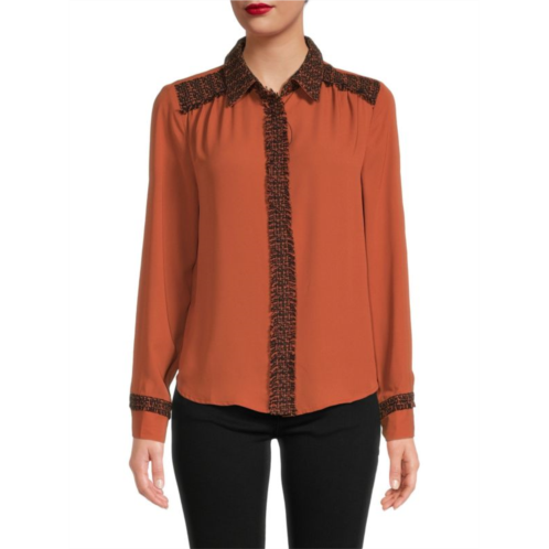 nanette nanette lepore Tweed Trim Blouse