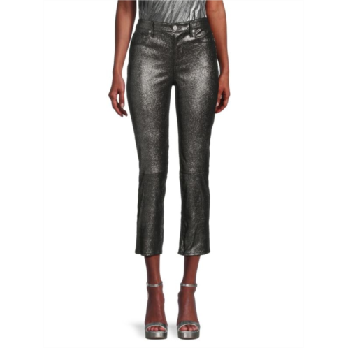 Frame ?Le High Glitter Leather Straight Pants