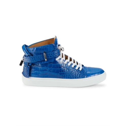 Buscemi Croc Embossed Leather Platform High Top Sneakers
